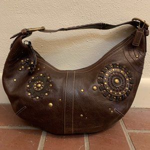 Coach Mia #10063 Starburst Studded Brown Leather Hobo Bag Shoulder Handbag